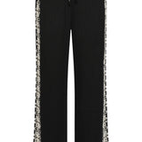 Comfortabele Wide Leg Broek Met Contrasterende Borduring | Black - Off White