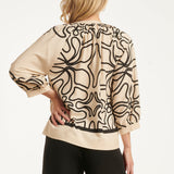 Crème Blouse Met Zwart Grafisch Patroon | Sand - Black