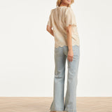 Crème Broderie Top Met Korte Mouwen En Scallop Zoom | Off White