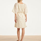Crème Jurk Met Transparante Fringe Structuurstof | Off White