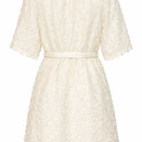 Crème Jurk Met Transparante Fringe Structuurstof | Off White