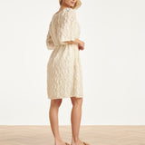 Crème Jurk Met Transparante Fringe Structuurstof | Off White