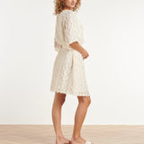 Crème Jurk Met Transparante Fringe Structuurstof | Off White