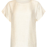 Crème Top met Subtiele Glans en Fijn Gekreukte Structuur | Off White