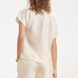 Crème Top met Subtiele Glans en Fijn Gekreukte Structuur | Off White