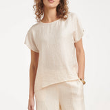 Crème Top met Subtiele Glans en Fijn Gekreukte Structuur | Off White