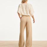 Crème Top Met Transparante Fringe Structuurstof | Off White
