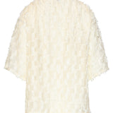 Crème Top Met Transparante Fringe Structuurstof | Off White