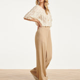 Crème Top Met Transparante Fringe Structuurstof | Off White
