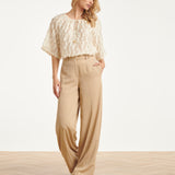 Crème Top Met Transparante Fringe Structuurstof | Off White