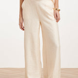 Crème Wide Leg Broek Met Subtiele Glans En Crinkle Structuur | Off White
