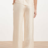 Crème Wide Leg Broek Met Subtiele Glans En Crinkle Structuur | Off White