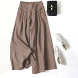 【Coton Et Lin】Pantalon Décontracté À Jambes Larges