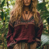 Blusa Vintage com Estampado Étnico