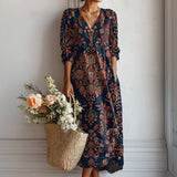 【Mangas Compridas】Vestido Vintage de Estilo Étnico