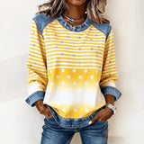 Sweat-Shirt Décontracté À Pois Et Rayures