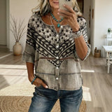 Camisa Vintage com Estampado Floral