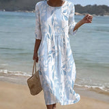 Vestido Casual com Estampado de Folhas