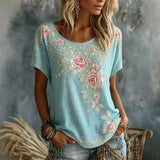 T-Shirt Vintage À Imprimé Floral