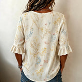 Blusa Vintage com Estampado Floral