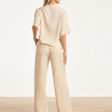 Dames Blouse Met Golvende Afwerking En Korte Mouwen | Sand