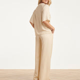 Dames Blouse Met Golvende Afwerking En Korte Mouwen | Sand