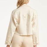 Dames Cropped Denim Jack Met Borstzakken | Off White