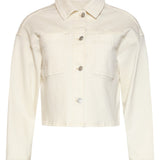 Dames Cropped Denim Jack Met Borstzakken | Off White