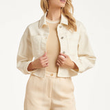 Dames Cropped Denim Jack Met Borstzakken | Off White