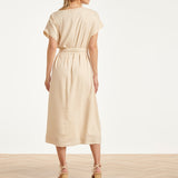 Dames Jurk Met Strikceintuur En Golvende Details | Sand