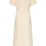 Dames Jurk Met Strikceintuur En Golvende Details | Sand