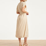 Dames Jurk Met Strikceintuur En Golvende Details | Sand