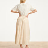 Dames Rok Met Elastische Taille En Midi Lengte | Sand