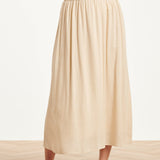 Dames Rok Met Elastische Taille En Midi Lengte | Sand