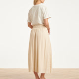Dames Rok Met Elastische Taille En Midi Lengte | Sand