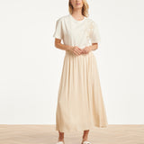 Dames Rok Met Elastische Taille En Midi Lengte | Sand