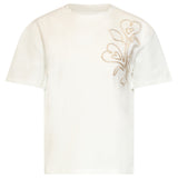 Dames T-Shirt Met Borduurdetail En Hartvormige Accenten | Off White - Sand