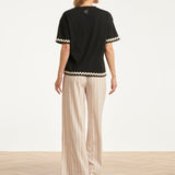 Dames T-Shirt Met Golvende Afwerking | Black - Sand