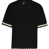 Dames T-Shirt Met Golvende Afwerking | Black - Sand
