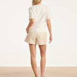 Dames T-Shirt Met Golvende Afwerking | Off White - Sand
