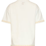 Dames T-Shirt Met Golvende Afwerking | Off White - Sand