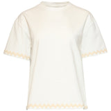 Dames T-Shirt Met Golvende Afwerking | Off White - Sand
