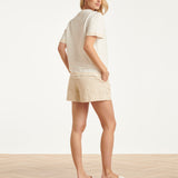 Dames T-Shirt Met Golvende Afwerking | Off White - Sand