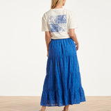 Dames T-Shirt Met Salty Haze Print Voor- En Achterzijde | Off White - Cobalt