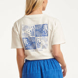Dames T-Shirt Met Salty Haze Print Voor- En Achterzijde | Off White - Cobalt