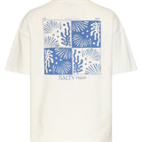 Dames T-Shirt Met Salty Haze Print Voor- En Achterzijde | Off White - Cobalt