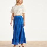 Dames T-Shirt Met Salty Haze Print Voor- En Achterzijde | Off White - Cobalt