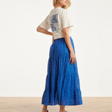 Dames T-Shirt Met Salty Haze Print Voor- En Achterzijde | Off White - Cobalt