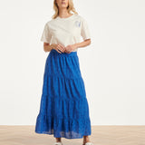 Dames T-Shirt Met Salty Haze Print Voor- En Achterzijde | Off White - Cobalt