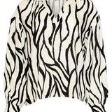 Top Feminino com Estampado Zebra Abstrato em Off-White e Preto | Off White - Black